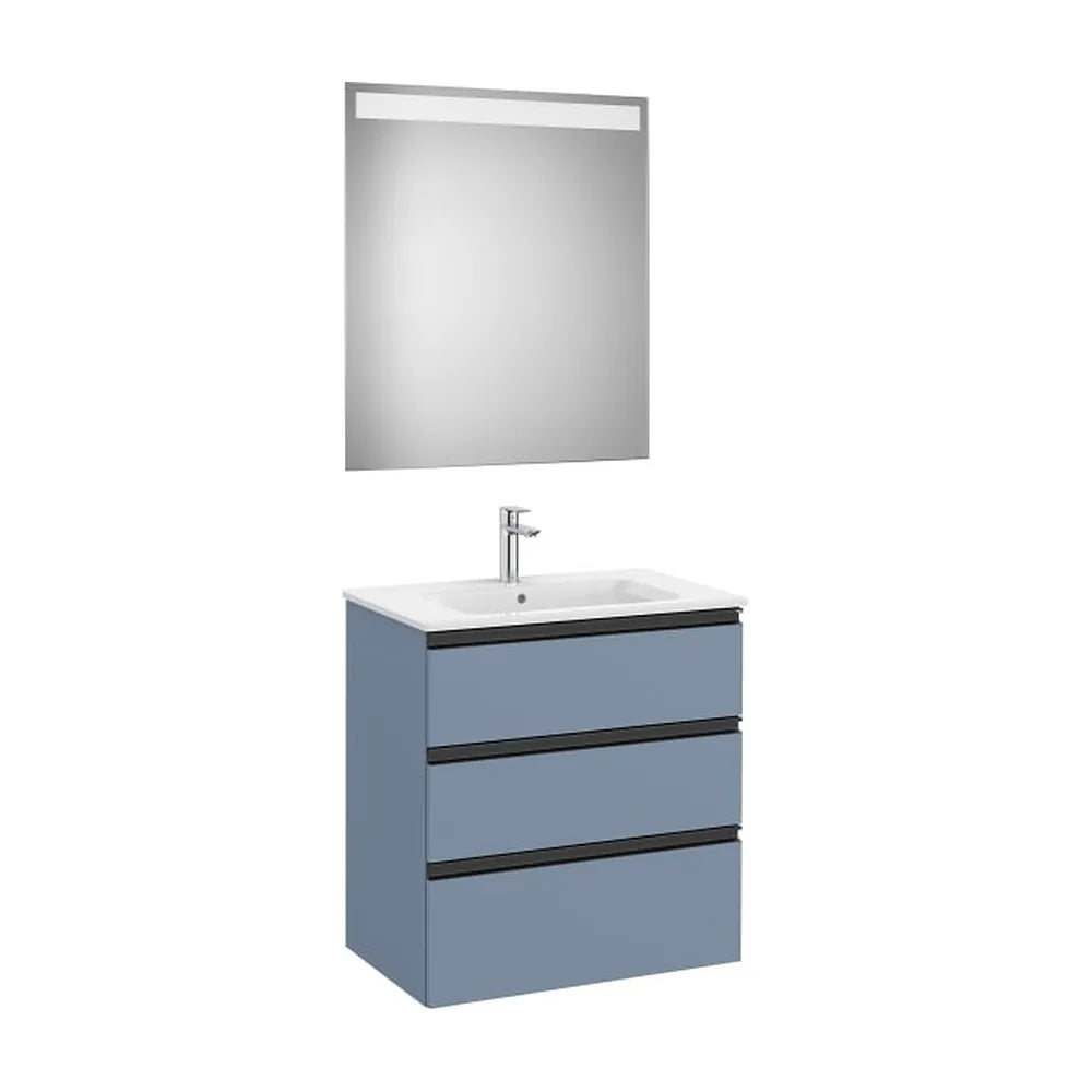 Pack mueble base tres cajones lavabo centrado espejo LED 70x46x76 cm Roca - Vista 1