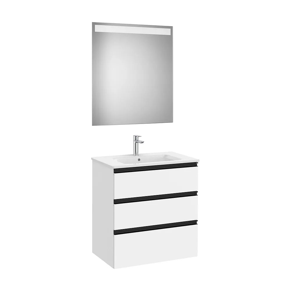 Mueble Base Tres Cajones Lavabo Centrado Espejo Led 70x46x76cm Colección Eidos Roca - Vista 2