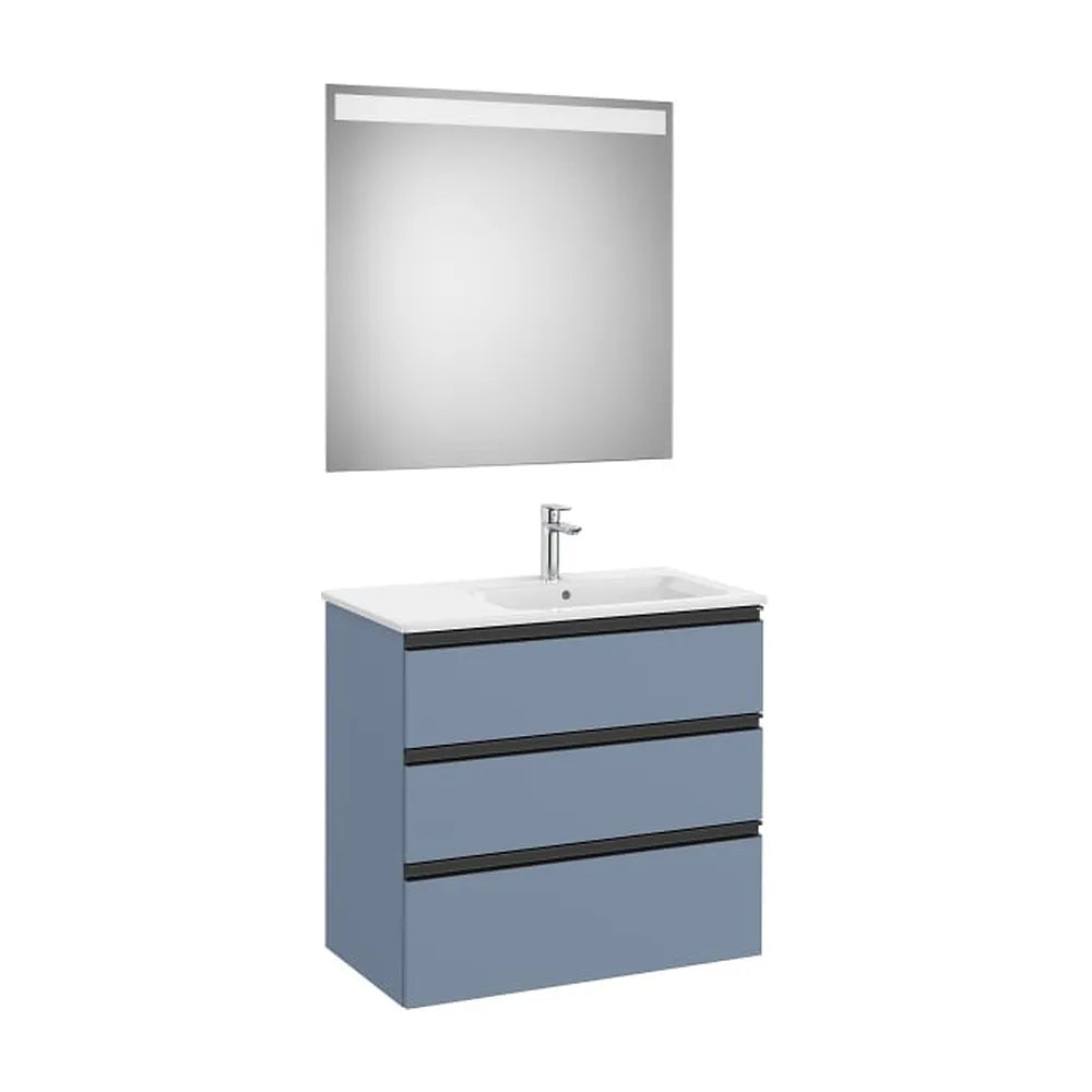 Pack mueble base tres cajones lavabo derecha espejo LED 80x46x76 cm Roca - Vista 1