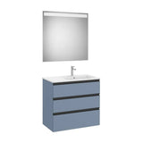 Mueble Base Tres Cajones Lavabo Derecha Espejo Led 80x46x76cm Colección Eidos Roca