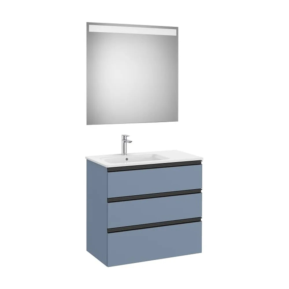Pack mueble base tres cajones lavabo izquierda espejo LED 80x46x76 cm Roca - Vista 1