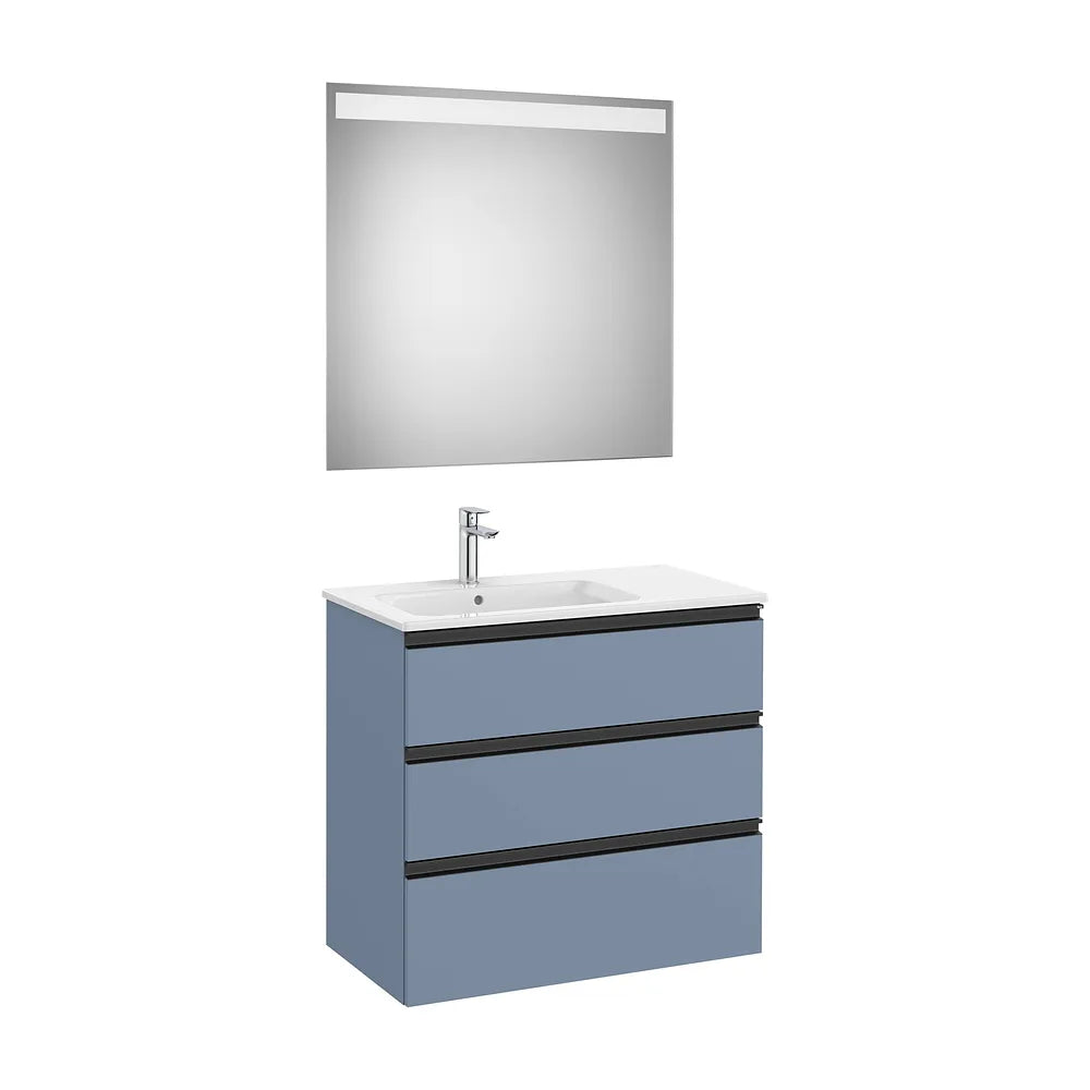Pack mueble base tres cajones lavabo izquierda espejo LED 80x46x76 cm Roca - Vista 2