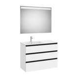 Mueble Base Tres Cajones Lavabo Izquierda Espejo Led 100x80cm Colección The Gap Roca