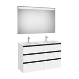 Mueble Base Seis Cajones Lavabo Doble Espejo Led 120x46x76cm Colección The Gap Roca