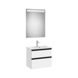 Meuble Bas Compact À Deux Tiroirs Avec Lavabo Centré Et Miroir Led X 54 Cm 60x38 cm Colección Eidos Roca