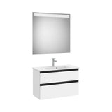 Mueble Base Compacto 2 Cajones Lavabo Centrado Espejo Led 80x38x54cm Colección The Gap Roca