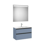 Mueble Base Compacto 2 Cajones Lavabo Centrado Espejo Led 80x38x54cm Colección Eidos Roca