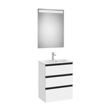 Mueble Base Tres Cajones para Dos Lavabos Sobre Encimera con Espejo Led Colección Eidos Roca