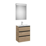 Mueble Base Tres Cajones para Dos Lavabos Sobre Encimera Espejo Led Colección Eidos Roca