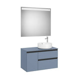Mueble Base 2 Cajones Lavabo Sobre Encimera Derecha Espejo Led 90x46x54cm Colección Eidos Roca