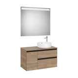 Móvel Base Com Duas Gavetas E Lavatório de Sobrepor Lado Direito Com Espelho Led X 54 Cm 90x46 cm Colección The Gap Roca