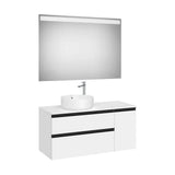 Meuble Sous Lavabo Asymétrique X 53,7 Cm 2 Tiroirs Une Porte Vasque À Poser Gauche Miroir Led 110x46 cm Colección Eidos Roca