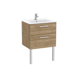 Meuble Suspendu 2 Tiroirs Avec Lavabo en Porcelaine Finition Noyer L 45,3 Cm P 51,5 Cm H Victoria 60,5 cm Roca