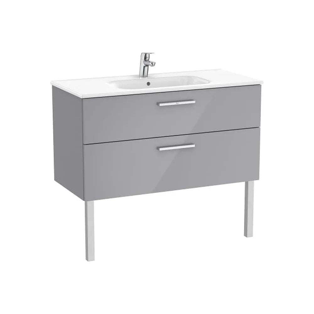 Mueble base suspendido con dos cajones y lavabo porcelana 100x45x52 cm Roca - Vista 1