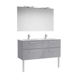 Mueble Base Cuatro Cajones Lavabo Doble Espejo Dos Apliques Led Starlight Colección Victoria Roca