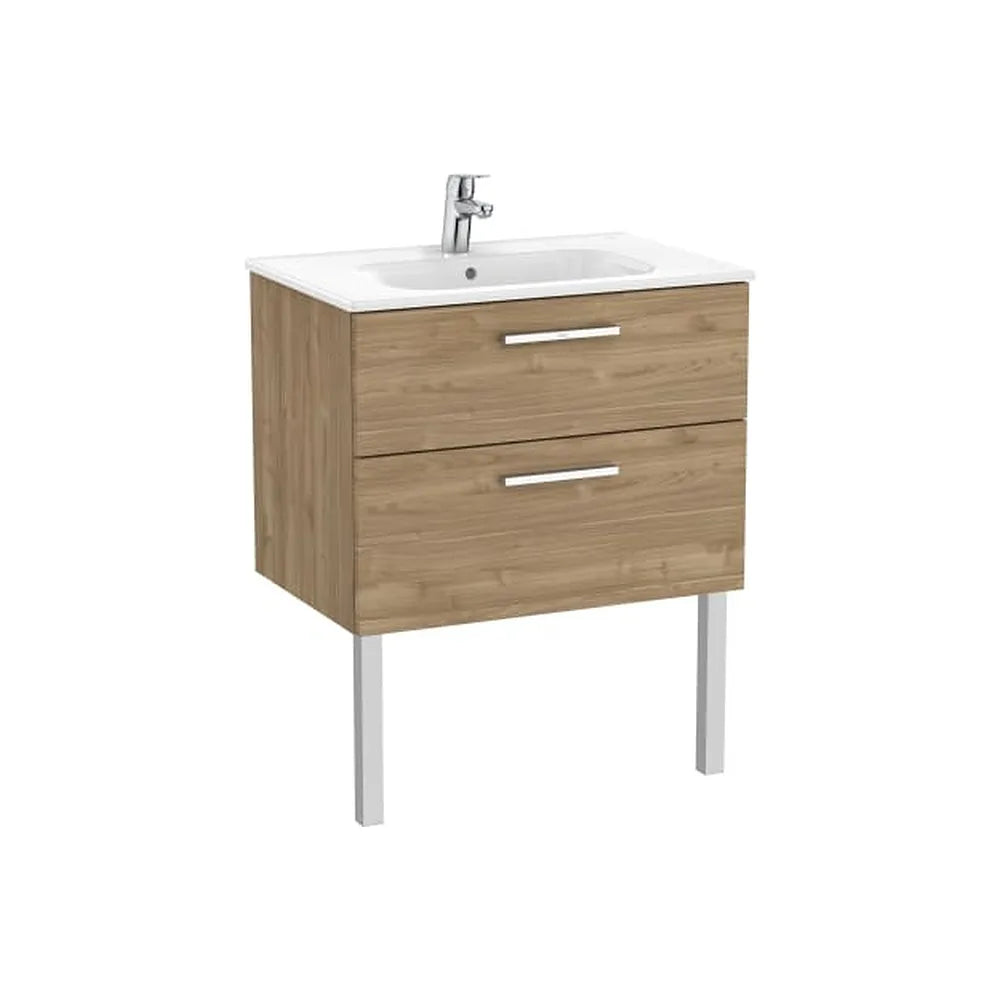 Mueble base suspendido dos cajones con lavabo porcelana 70x45x51 cm Roca - Vista 1