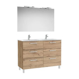 Meuble Sous Vasque Six Tiroirs Double Vasque Miroir Appliques Led Starlight X 74 Cm 119x45 cm Colección Victoria Roca