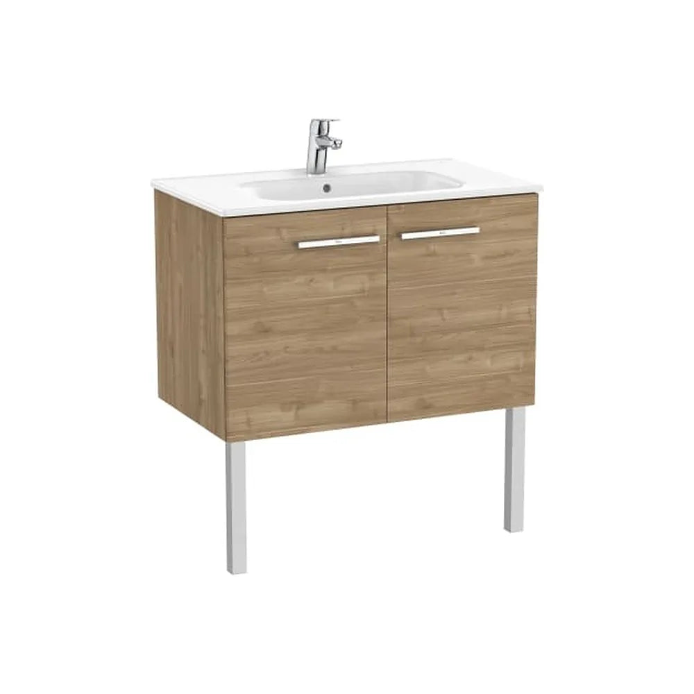 Mueble base suspendido dos puertas lavabo porcelana 80x45x51 cm Nogal Roca - Vista 1