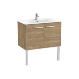 Meuble Sous Vasque Suspendu Deux Portes Avec Lavabo en Porcelaine X 51,5 Cm Noyer 80,5x45,3 cm Roca