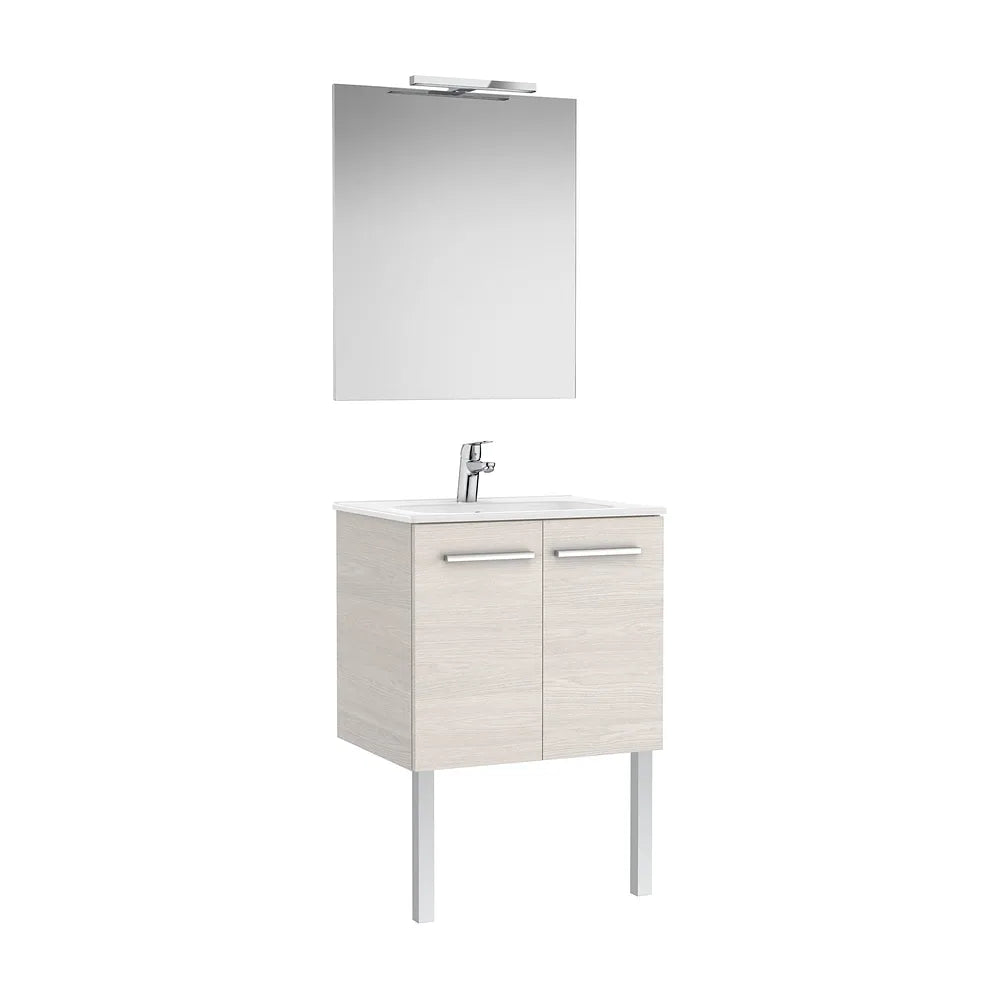 Pack mueble base dos puertas lavabo espejo y aplique LED Starlight 60x45x51 cm Roca - Vista 2
