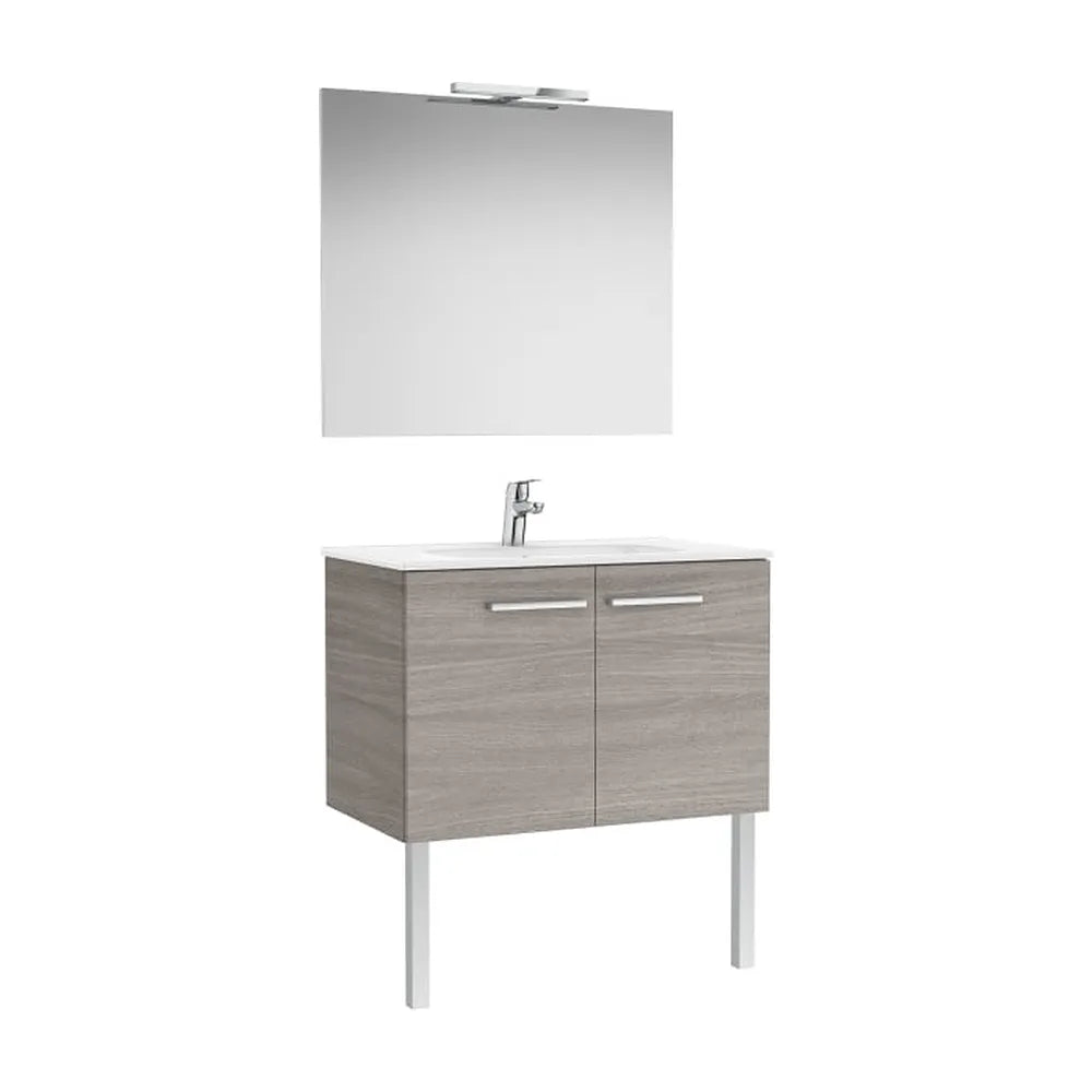 Mueble Base Dos Puertas Lavabo Espejo y Aplique Led Starlight 80x45x52cm Roca - Vista 1