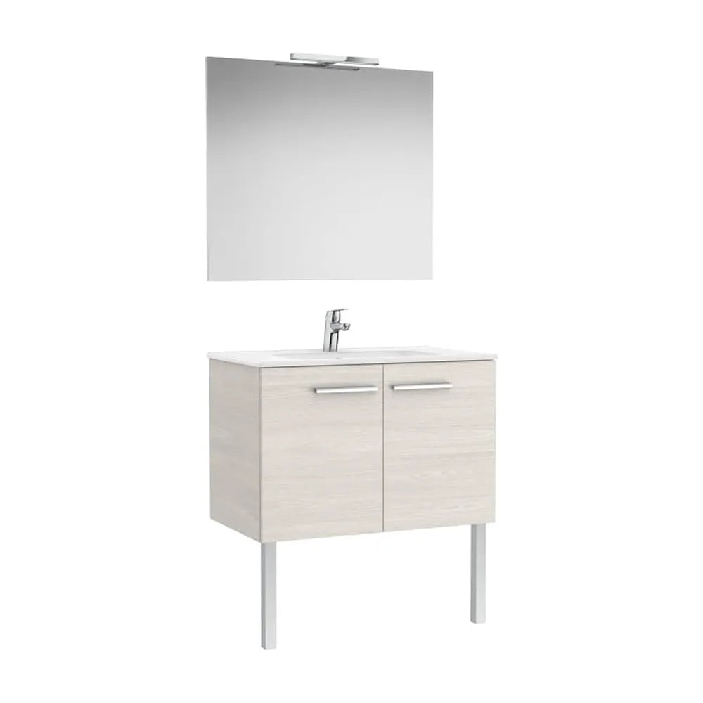 Pack mueble base dos puertas lavabo espejo aplique LED Starlight 80x45x51 cm Roca - Vista 1