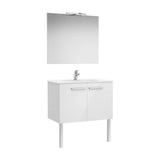 Ensemble Meuble Sous Lavabo Deux Portes Lavabo Miroir Applique Led Starlight X 51 Cm Victoria 80x45 cm Roca