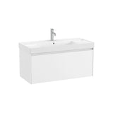 Meuble Lavabo Mural Avec Un Tiroir Et Vasque Carrée Fineceramic Blanc Mat X 50 Cm Ona 100x46 cm Roca