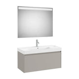 Meuble Bas Suspendu Une Façade Tiroir Lavabo Fineceramic Central Miroir Led X 50 Cm Gris Sable 100x46 cm Colección Eidos Roca