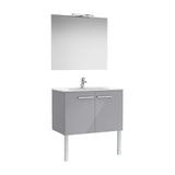 Mueble Base Dos Puertas Lavabo Espejo Aplique Led Starlight 80x45x51cm Colección Victoria Roca