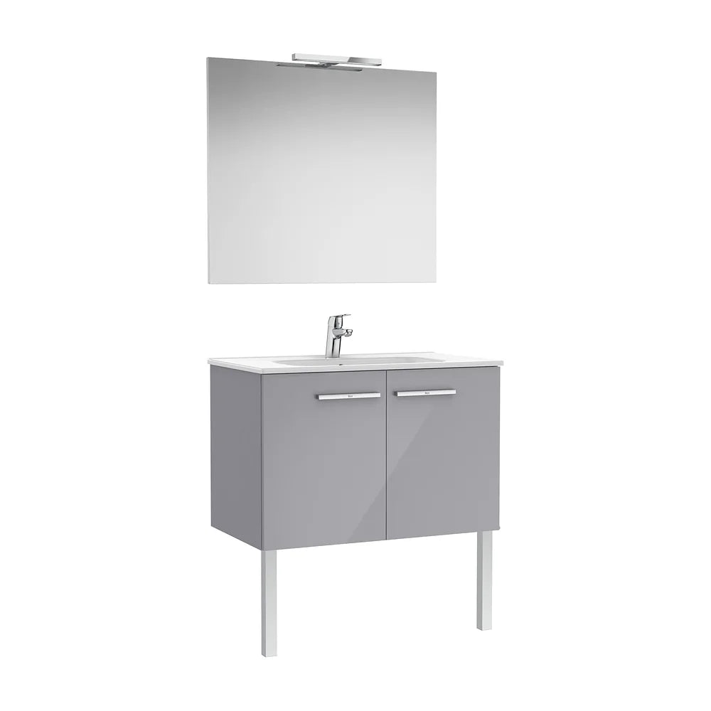 Pack mueble base dos puertas lavabo espejo aplique LED Starlight 80x45x51 cm Roca - Vista 2