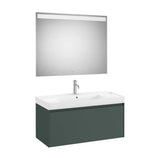 Meuble Suspendu Un Tiroir Lavabo Fineceramic Miroir Led X 50,5 Cm Vert Mat 100x46 cm Colección Eidos Roca