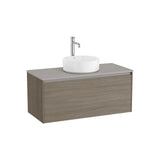 Base Suspensa Com Um Gavetão para Lavatório de Sobrepor X 44 Cm Acabamento Olmo Escuro Design Ona 99x45 cm Roca