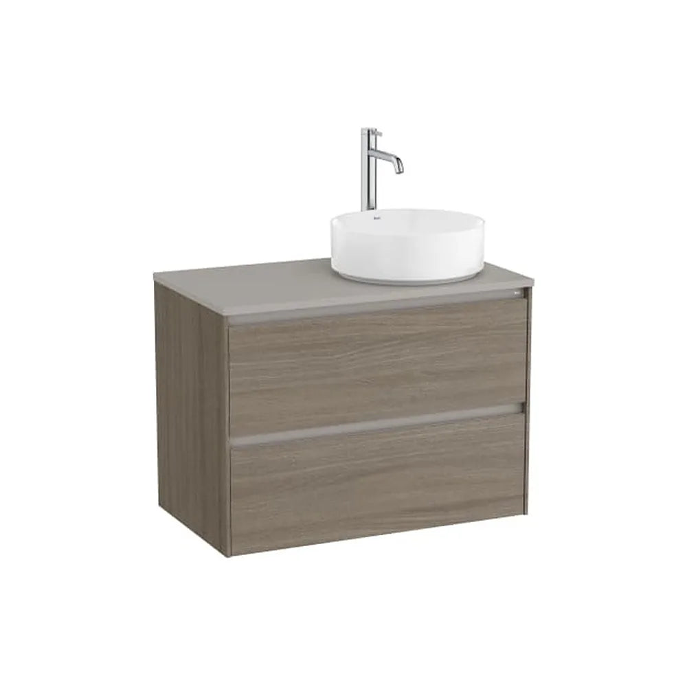 Mueble base suspendido dos cajones lavabo sobre encimera derecha 79x45x58 cm Roca - Vista 1