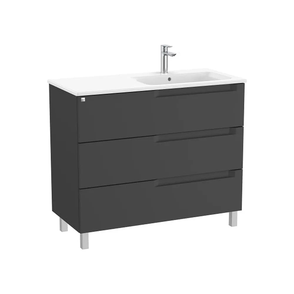 Mueble base con tres cajones y lavabo asimétrico a la derecha 100x46x85 cm Roca - Vista 1