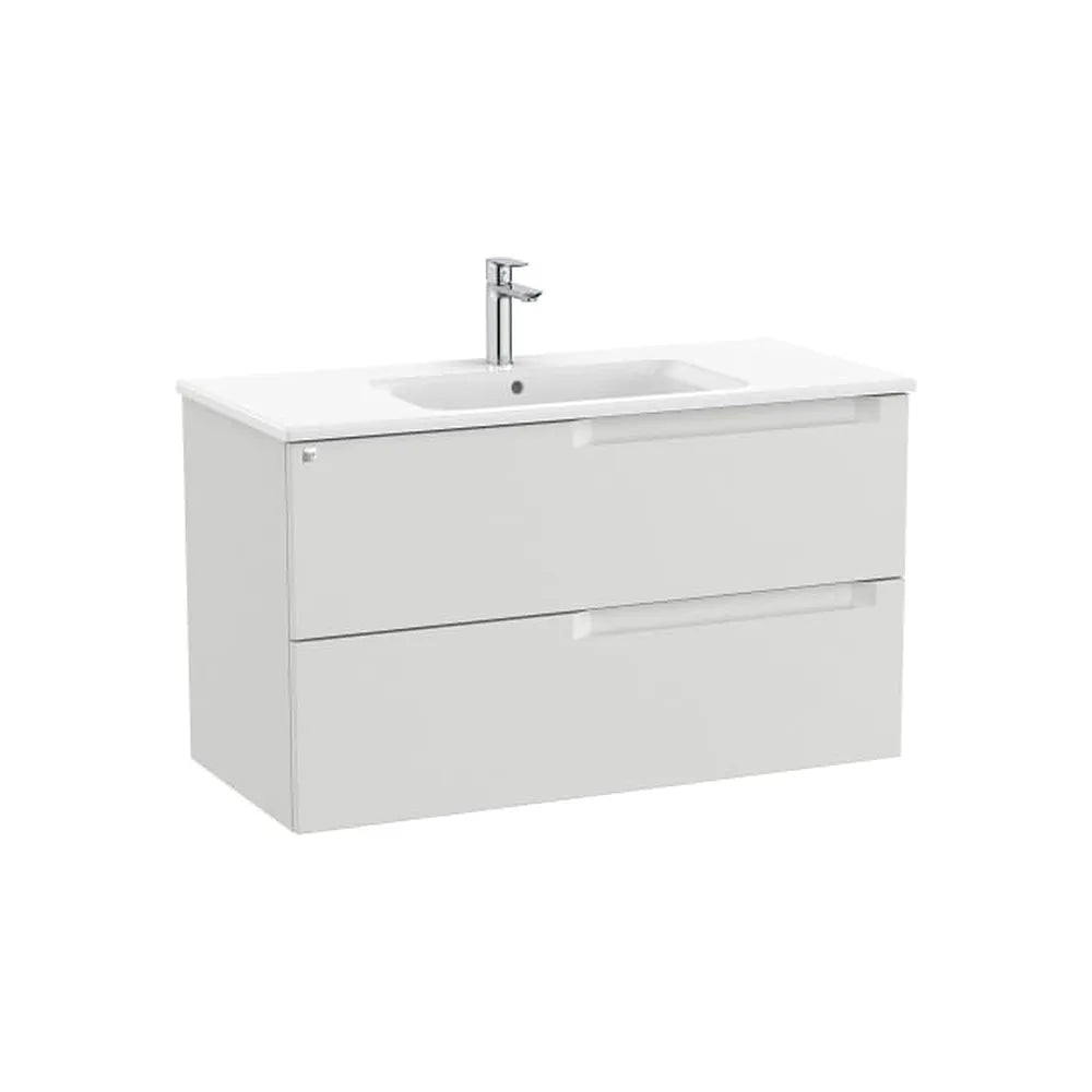 Mueble base suspendido dos cajones lavabo centrado 100x46x56 cm Gris piedra Roca - Vista 1