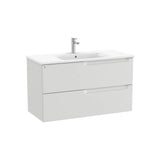 Meuble Bas Suspendu Deux Tiroirs Avec Lavabo Centré X 56 Cm Finition Gris Pierre 100x46 cm Roca