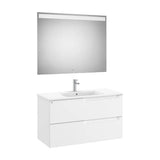 Mueble Base 2 Cajones Lavabo Centrado Espejo Luz Led 100x46x56cm Roca