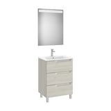 Mueble Base Tres Cajones Lavabo Centrado Espejo Luz Led 60x46x85cm Roca