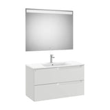 Mueble Base 2 Cajones Lavabo Centrado Espejo Luz Led 100x46x56cm Roca