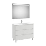 Mueble Base Tres Cajones Lavabo Centrado Espejo Luz Led 100x80cm Roca