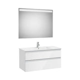 Mueble Base 2 Cajones Lavabo Centrado Espejo Led 100x46x54cm Colección Eidos Roca