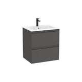 Mueble Base Suspendido con 2 Cajones y Lavabo Cuadrado en Stonex White Mate Roca