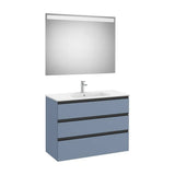 Mueble Base Tres Cajones Lavabo Centrado Espejo Led 100x46x76cm Colección The Gap Roca