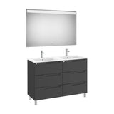 Mueble Base Seis Cajones Lavabo Doble Espejo Luz Led 120x46x85cm Roca