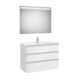 Mueble Base Tres Cajones Lavabo Centrado Espejo Led 100x46x76cm Colección The Gap Roca