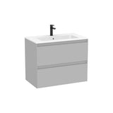 Mueble Base Suspendido con 2 Cajones y Lavabo Cuadrado en Stonex White Mate Roca