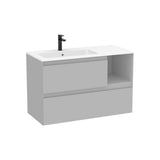 Mueble Base Suspendido 2 Cajones Estante Lateral Lavabo Stonex 100x46x65cm Blanco Mate Roca