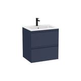 Meuble Lavabo Suspendu Deux Tiroirs Avec Vasque Carrée Stonex Blanc Mat X 65 Cm 60,5x46 cm Roca