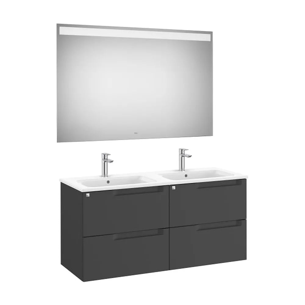 Pack mueble base cuatro cajones lavabo doble espejo LED 120x46x56 cm Roca - Vista 1
